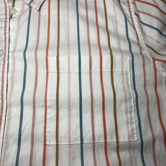 Market & Spruce Sohla Poplin Button Down Shirt Womens L Verticle Stripe White - Picture 9 of 10